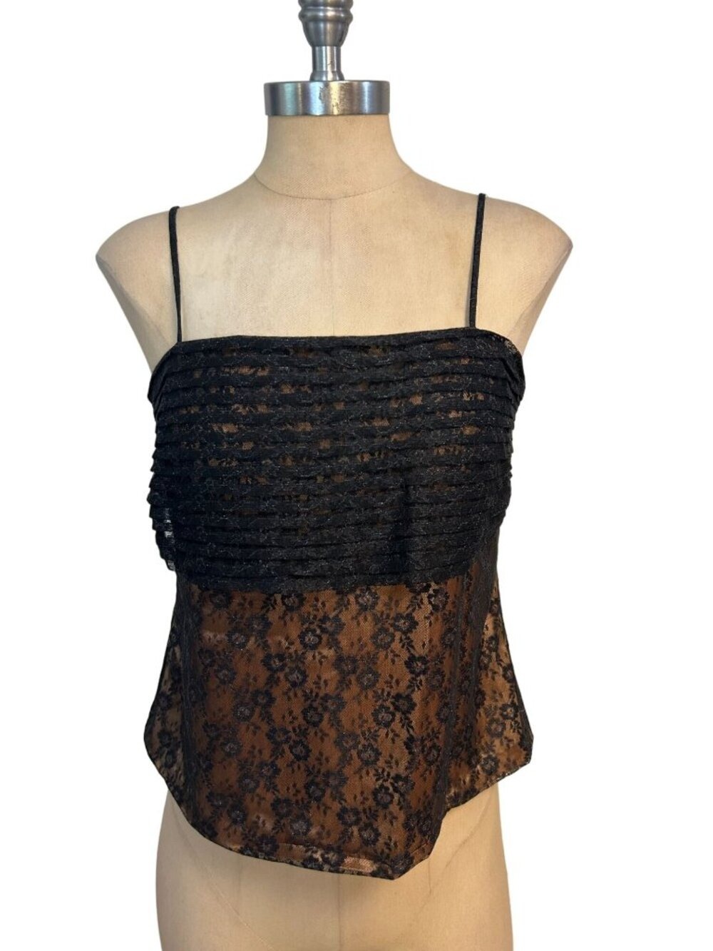 Guy Laroche Paris Black Lace Sleeveless Top Size 40 US 6